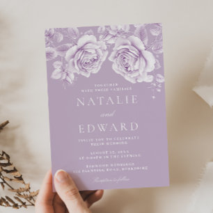 Elegante Vintage Lavendelhochzeit Einladung
