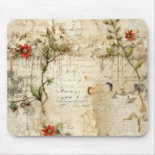 Elegante Vintage-Liebensnotiz Floral Mousepad