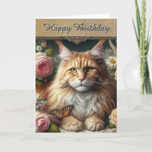 Elegante Vintage Maine Coon Katze Karte