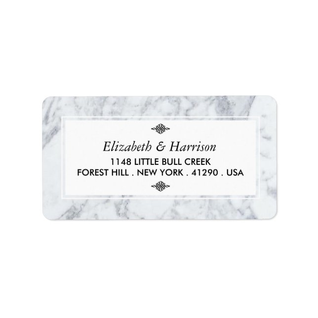 Elegante Vintage Marmorhochzeit Adressaufkleber (Vorne)