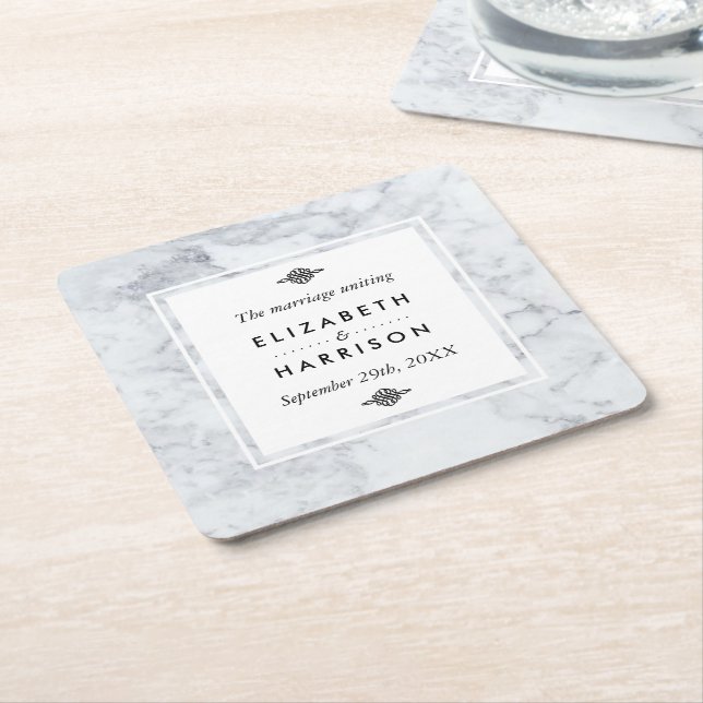 Elegante Vintage Marmorhochzeit Rechteckiger Pappuntersetzer (angewinkelt)