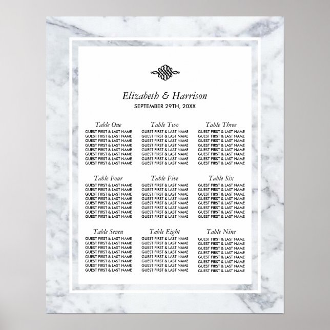 Elegante Vintage Marmorplatte Poster (Vorne)