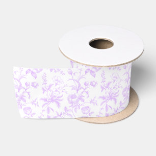 Elegante Vintage-Mauve-Grandmillennial-Toile-Blume Satinband