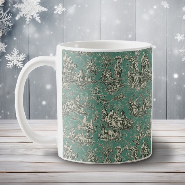 Elegante Vintage Minze aquamarin Toile de jouy Kaffeetasse (Von Creator hochgeladen)