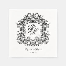 Elegante Vintage Monogram Wappen Script Hochzeit