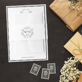 Elegante Vintage Monogramm-Hochzeit Einladungsbanderole