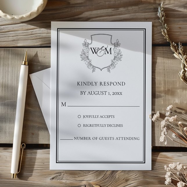 Elegante Vintage Monogramm-Hochzeit RSVP Karte (Elegant Vintage Monogram Wedding RSVP Card)
