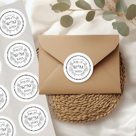 Elegante Vintage Monogramm-Hochzeit Runder Aufkleber