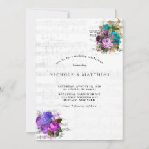 Elegante Vintage Noten und Blumenhochzeiten