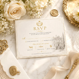 Elegante Vintage-Old-Money-Hochzeit RSVP Karte