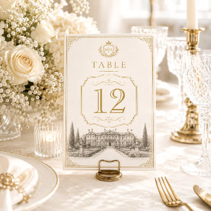 Elegante Vintage-Old-Money-Hochzeit Tischnummer
