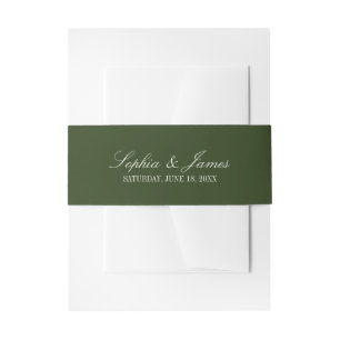 Elegante Vintage Oliven Grün Hochzeit Einladungsbanderole