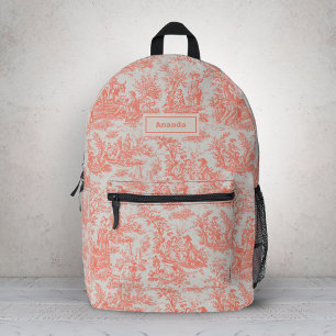 Elegante Vintage Orangentoile de jouy Bedruckter Rucksack