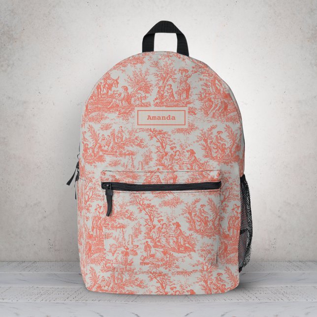 Elegante Vintage Orangentoile de jouy Bedruckter Rucksack (Von Creator hochgeladen)