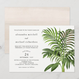 Elegante Vintage Palm-Blätter   Hochzeit Einladung