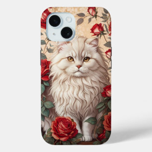 Elegante Vintage persische Katze mit Rose Case-Mate iPhone Hülle