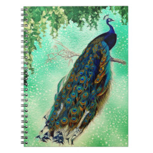 Elegante Vintage-Pfauen-Kunst Notizblock
