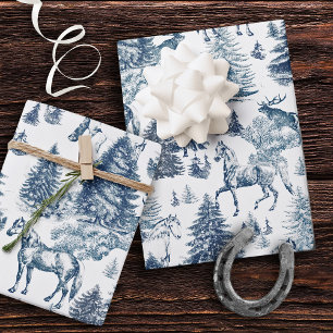 Elegante Vintage-Pferde in einer schneebedeckten W Geschenkpapier