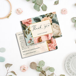 Elegante, Vintage pfirsichfarbene Rose Dankeskarte