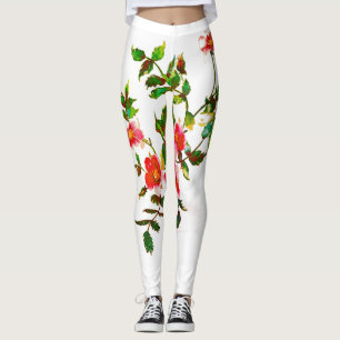 Elegante Vintage pfirsichfarbene Rose Leggings