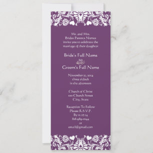 Elegante Vintage-Pflaume-Damaskus-Hochzeitskarten Einladung