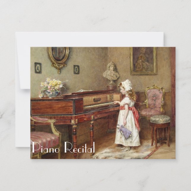 Elegante Vintage Piano-Erwägung Einladungen (Vorderseite)