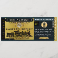 Elegante Vintage-Reise-Zugticket-Einladung
