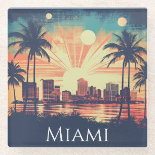 Elegante Vintage Retro Miami Florida Reise  Glasuntersetzer