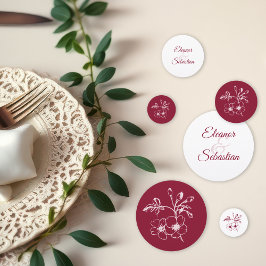 Elegante Vintage Romance Burgund Floral Wedding Konfetti