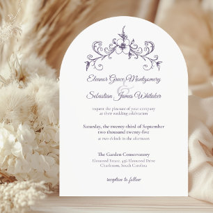 Elegante Vintage Romance Lavender Floral Wedding Einladung