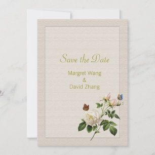 Elegante Vintage Rosa-Blume Save the Date