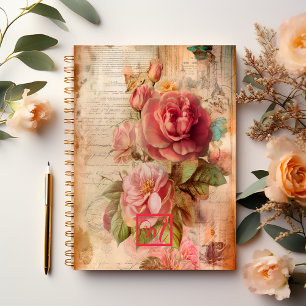 Elegante Vintage rosa Blüte Notizbuch