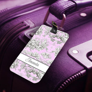Elegante Vintage Rosa Blütenkulisse Gepäckanhänger