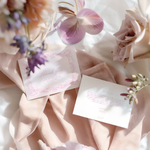 Elegante Vintage-Rosa-Brautabschieds-Dankeskarte Dankeskarte