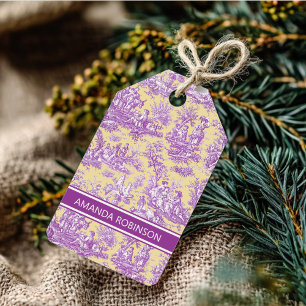 Elegante Vintage Rosa-Gelbtüte Geschenkanhänger