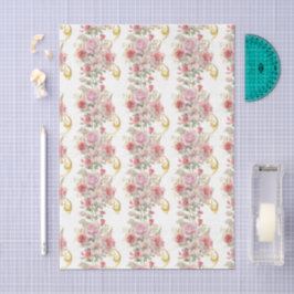 Elegante Vintage-Rosa-Gold-Blumendekoupage Seidenpapier