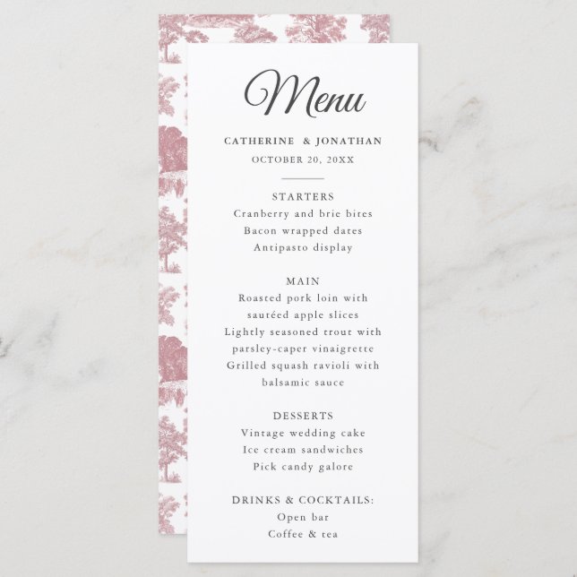 Elegante Vintage Rosa Rosa Programm (Vorne/Hinten)