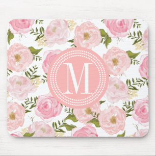 Elegante Vintage rosa Rosen personalisiert Mousepad
