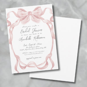 Elegante Vintage Rosa Schleife Brautparty Einladung