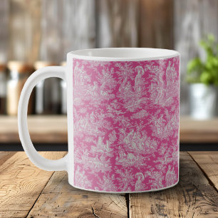 Elegante Vintage Rosa Toile de jouy Kaffeetasse