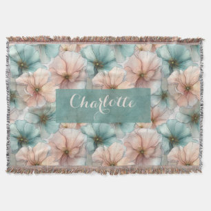 Elegante Vintage-Rosa- und Grün-Blumenmuster perso Decke
