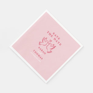 elegante Vintage-Rosa Vögel Save-the-Date Serviette