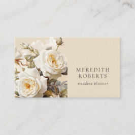 Elegante Vintage Rose Cream Horizontal Visitenkarte