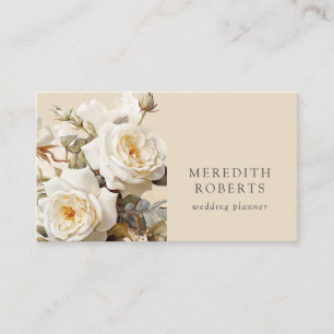Elegante Vintage Rose Cream Horizontal Visitenkarte