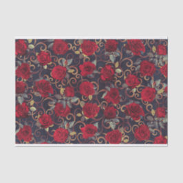Elegante Vintage Rose & Damask-Muster Seidenpapier