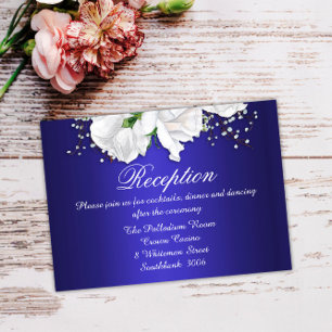 Elegante Vintage Rose Dunkelblauer Hochzeitstag Em Begleitkarte