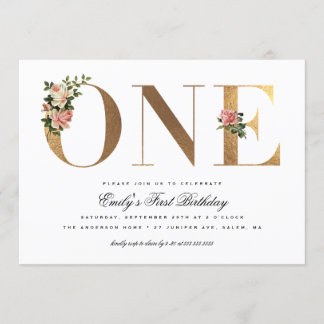 Elegante Vintage Rose Goldene Foil Einladung