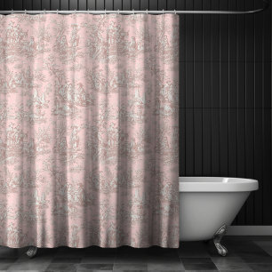 Elegante Vintage Rose Goldtoile de jouy Duschvorhang