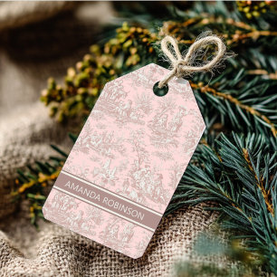 Elegante Vintage Rose Goldtoile de jouy Geschenkanhänger