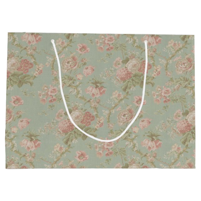 Elegante Vintage Rose Große Geschenktüte (Rückseite)